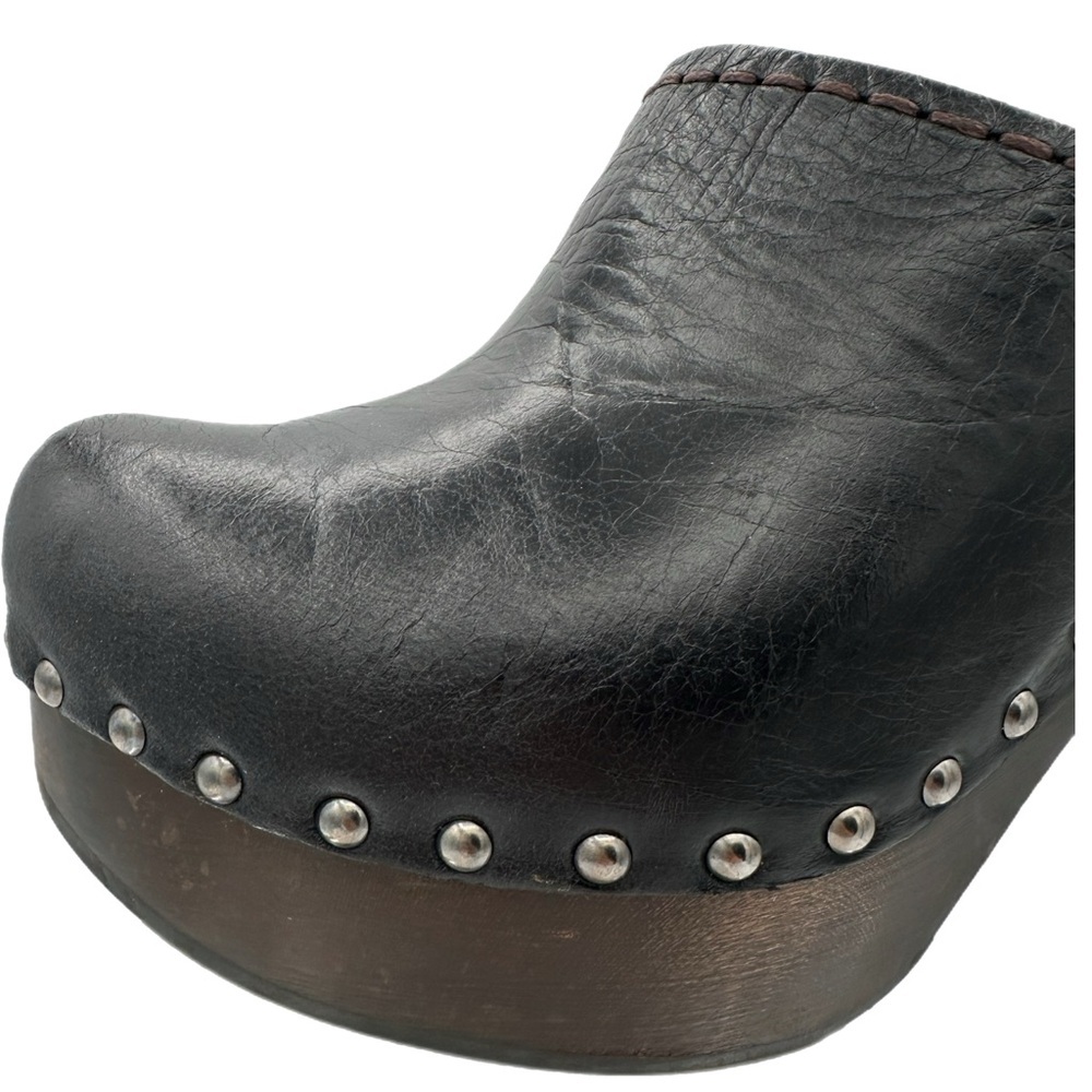 Prada Black Leather Mules with Distressed Wooden Heel – Size 39 EU - Picture 11 of 13